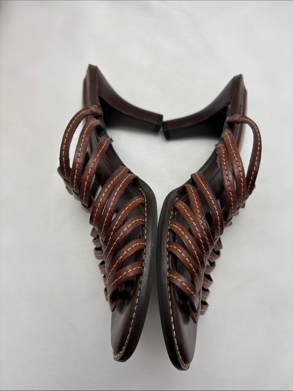 Nickels Women 6 Brown Multi-Strap Heeled Sandals #403‎